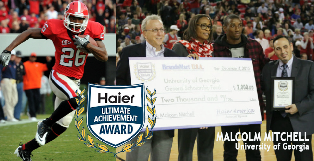 University of Georgia Student-Athlete Malcolm Mitchell Named 2015-16 Haier Ultimate Achievement Award Winner